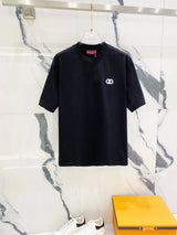 Gucci T-shirt Front and back letter embroidery logo round Neck Short Sleeve25ss New Pure Cotton Unisex Style T Casual T-Shirt Base Layer Shirt OS Loose Fit Half Sleeve Top Plus Size