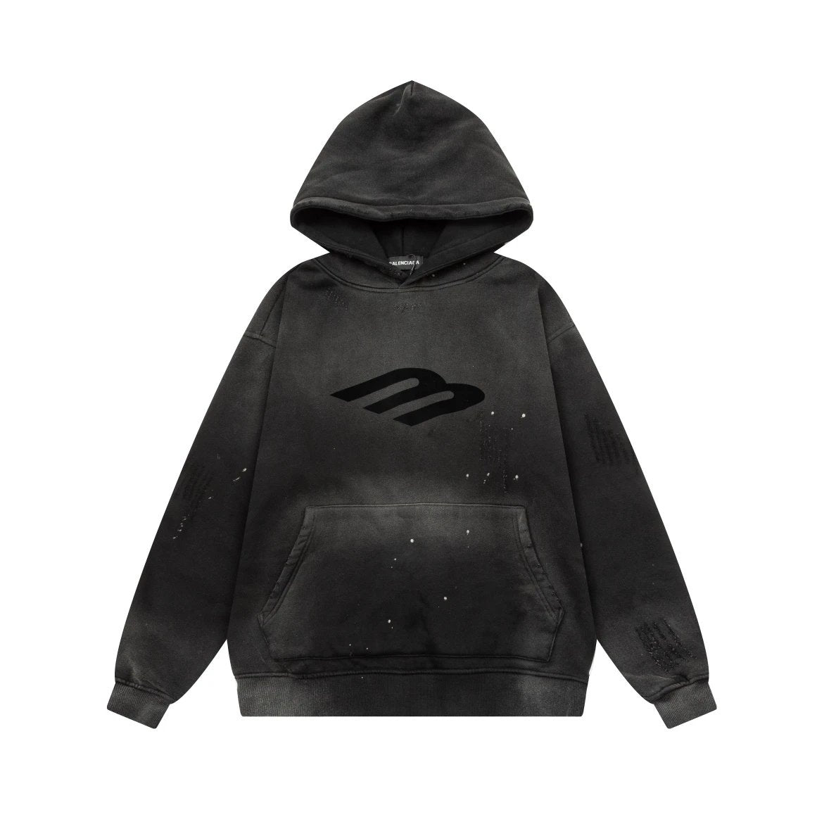 Balenciaga Hoodie Fleece Lined Thickened Washed Vintage Hoodie Sweatshirt Jacket Unisex Sports Casual Loose Fit Versatile
