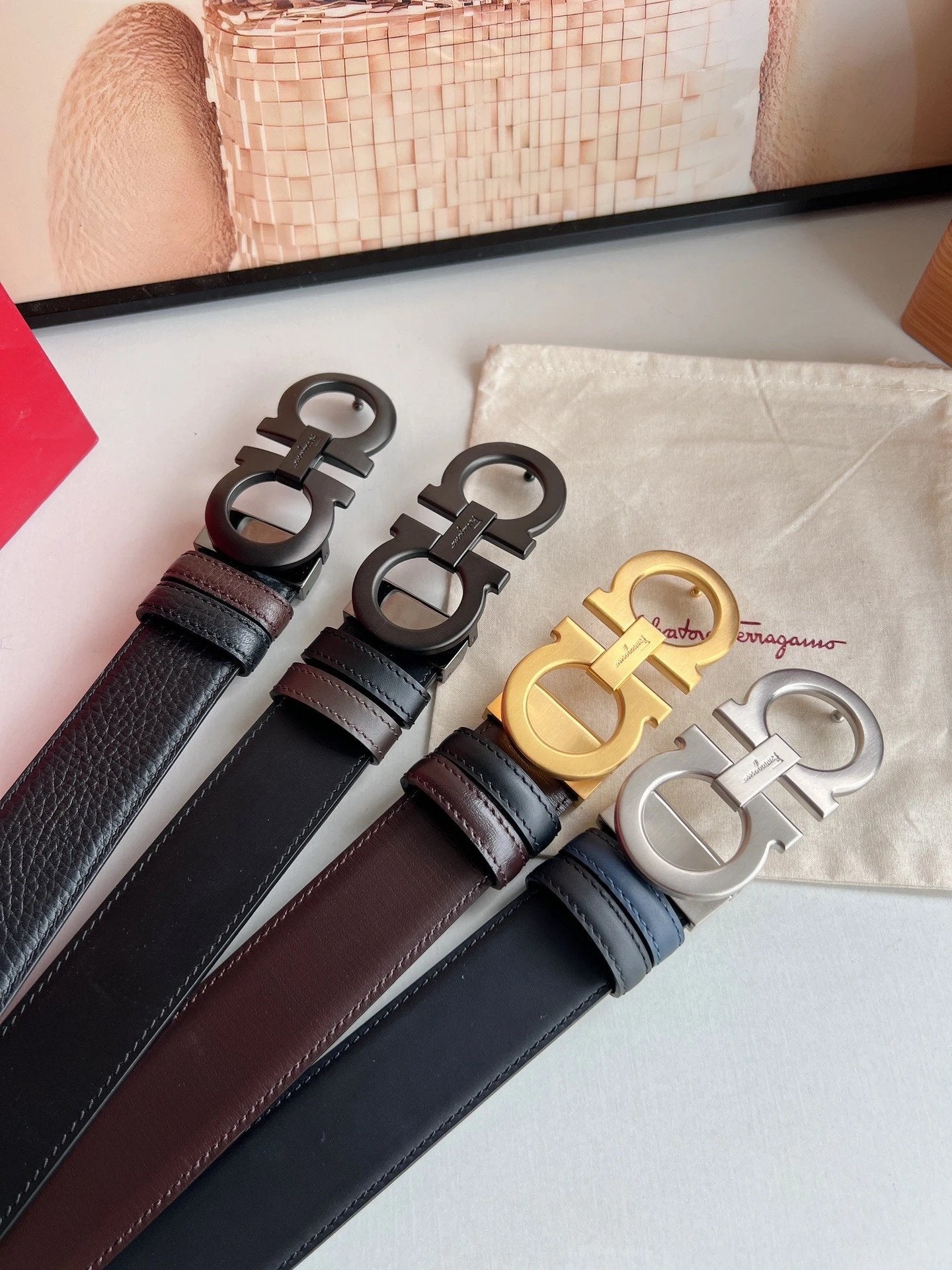 Ferragamo Belt Top version 【Full Package】Belt Width for Men and Women3.5cm with Chip nfc Anti-Counterfeiting Quality Counter Full Set Packaging Italian Double-Sided Cowhide Matching Boutique Brass Buckle Length Can Be Cut by Yourself Counter Belt Fashion