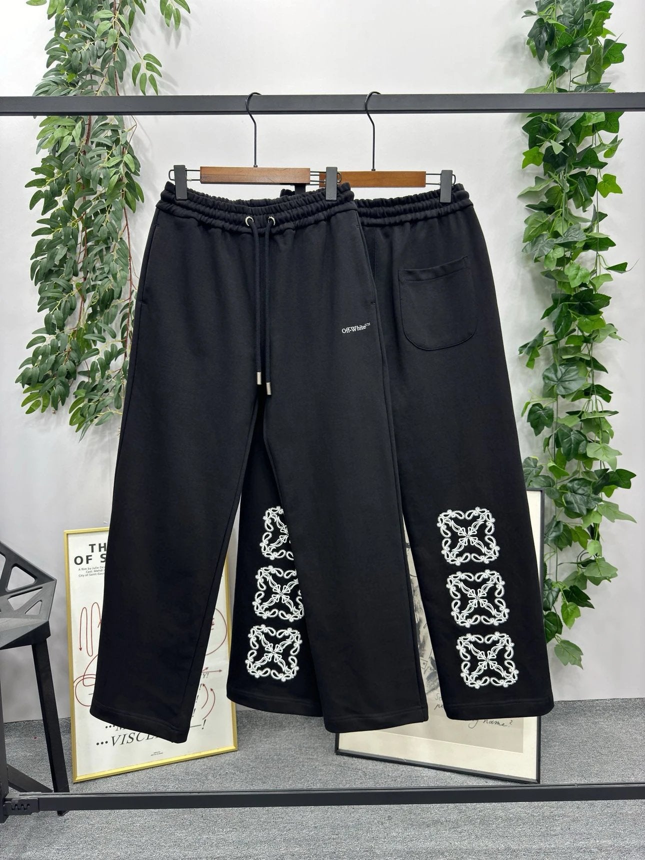 OFF-White Sweatpants Top Version Counter Same Style Pure Cotton Spring and Autumn Pants Men's Casual Sweatpants Loose Track Pants Fashionable Trousers