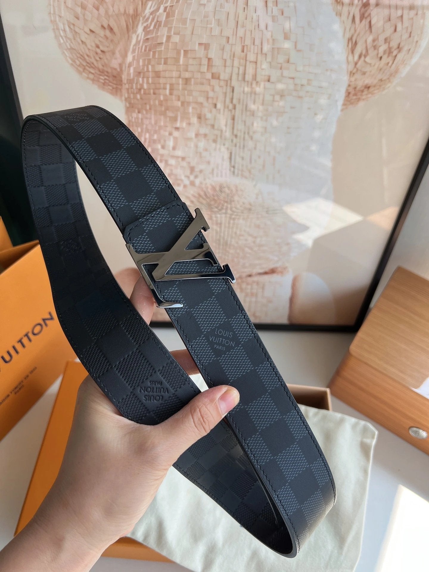 Louis Vuitton LV Belt Top version 【Counter Quality】The Most New Belt4.0cm Men's Belt Metal Buckle Men's Leather Belt with Classic Chessboard Plaid Belt with Genuine Goods Packaging in and out of the Counter No Problem Versatile Casual Fashion Formal Wear