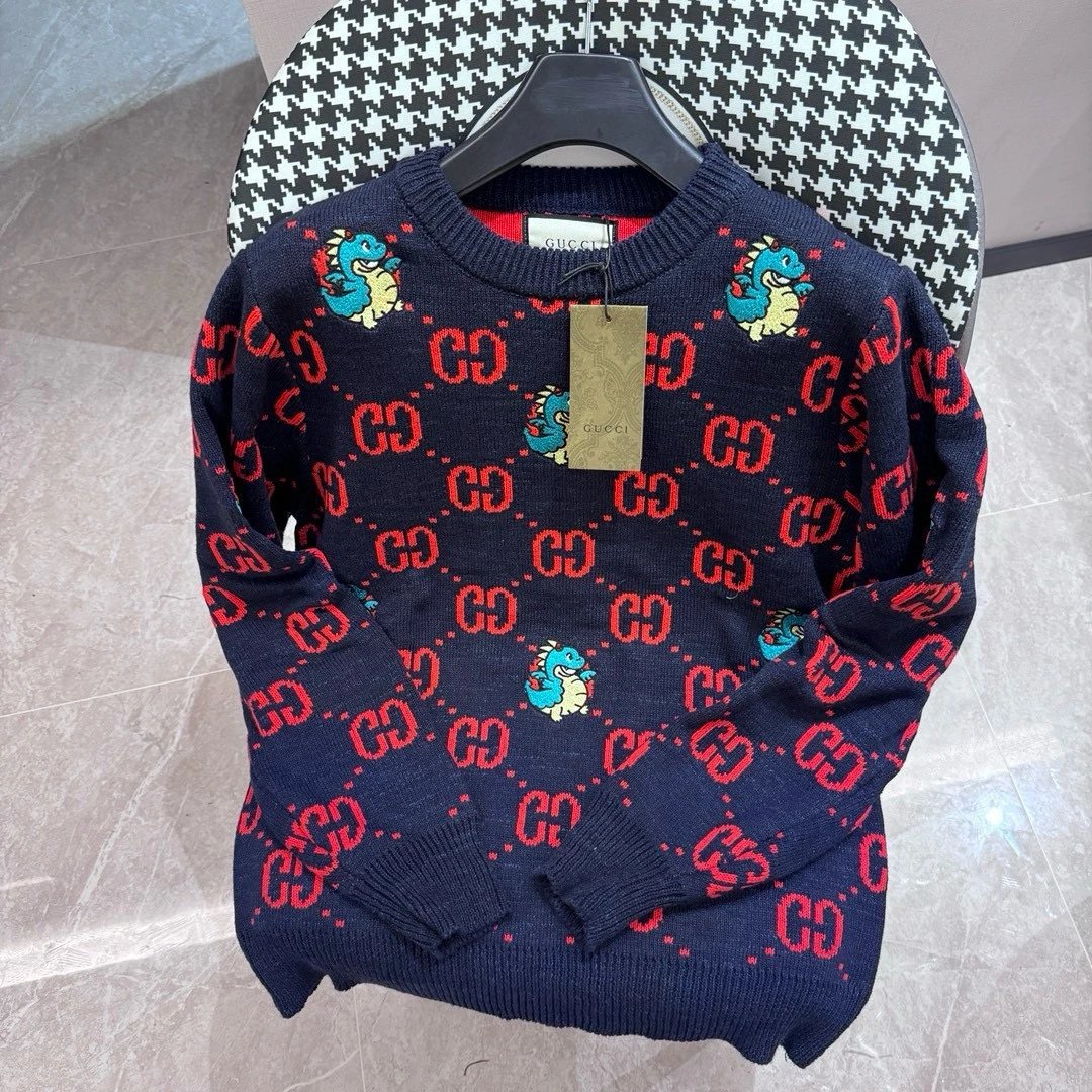 Gucci Sweater Brand logo Design Crew Neck Sweater Long Sleeve Pullover Thickened Lazy Style OS Loose Fit Jacket Unisex Same Style Inner Versatile Casual Top