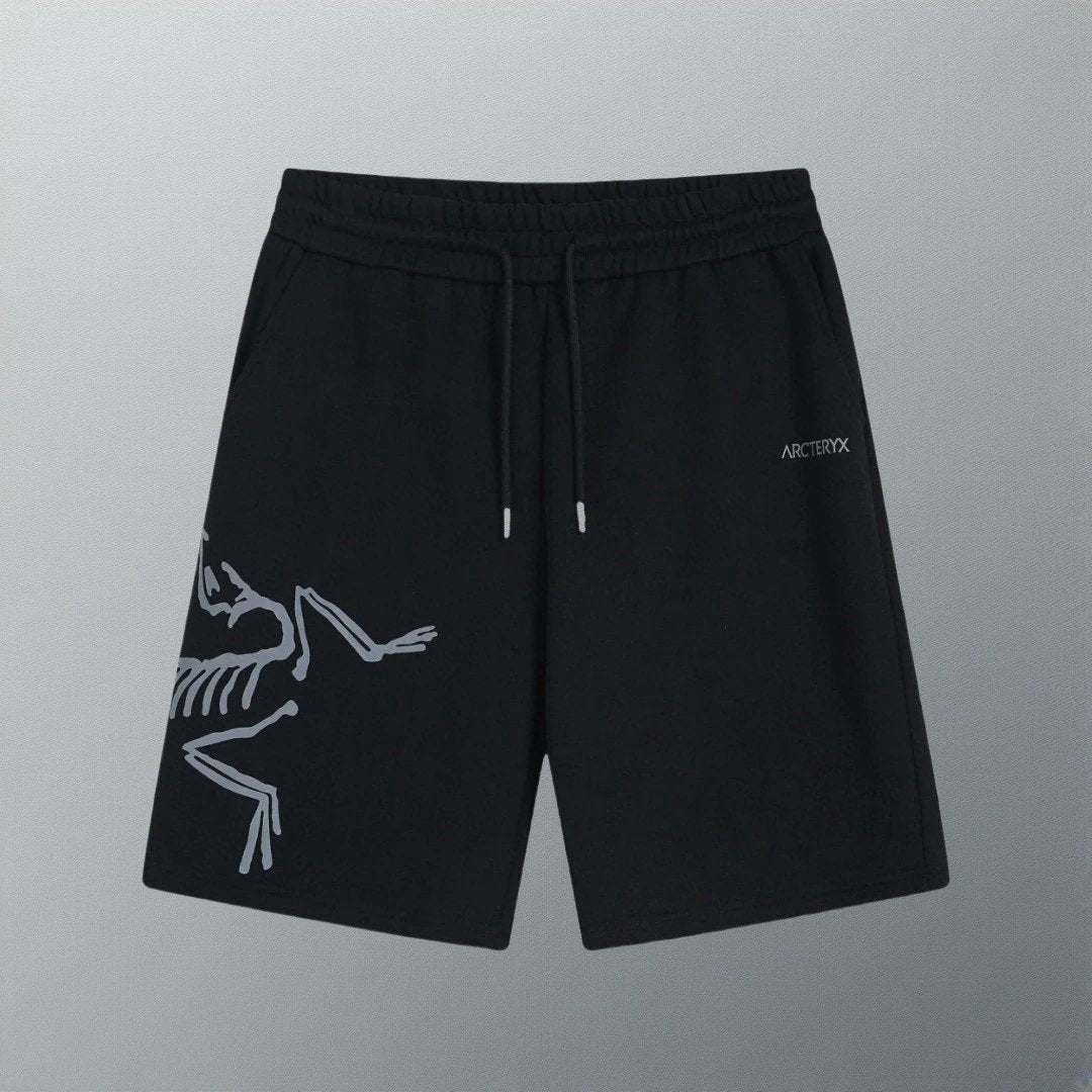 Arc'teryx Shorts Classic Large Frame Logo Creative Print Shorts Five-Point Shorts25ss New Heavy Drawstring American Style Casual Summer Pants5Two-in-One Casual Sweatpants for Men and Women, Pure Cotton Joggers