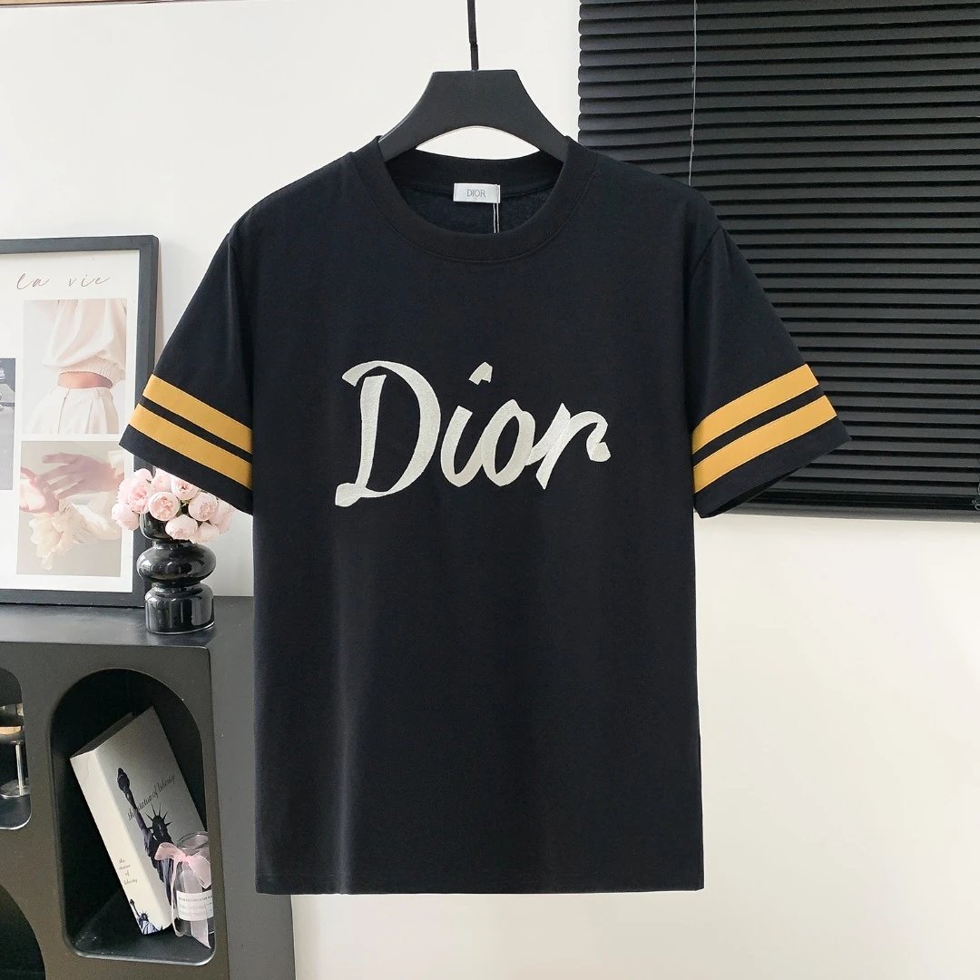 Dior T-shirt Chest Letter Embroidery logo round Neck Short Sleeve25ss New pure cotton T Unisex T-Shirt OS Loose Fit Base Shirt Top Half Sleeve T-Shirt