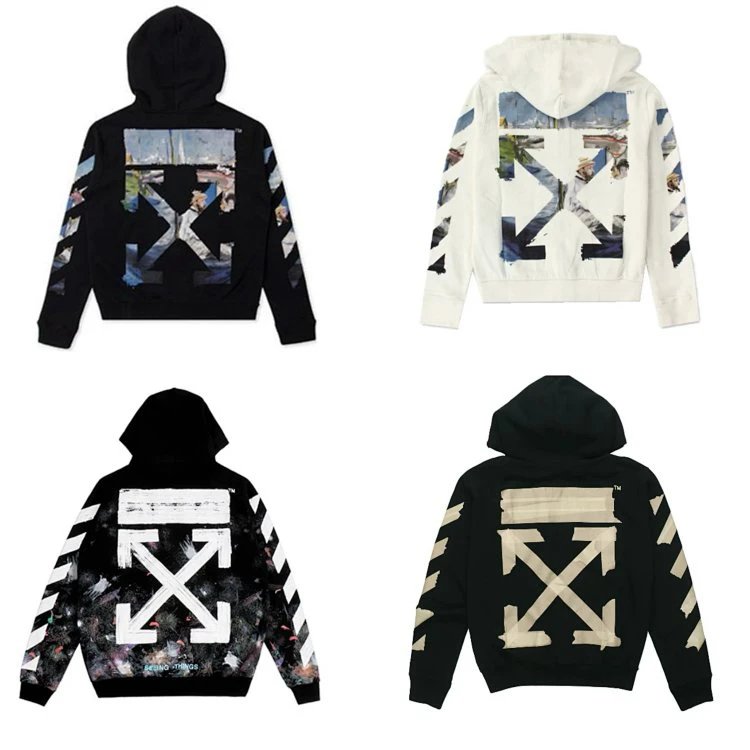 OFF -White Jackets Top Version Zipper Cardigan Outerwear Counter Same Style Heavy New Casual Hooded Sweater All-Matching Loose Hoodie Trendy Pure Cotton