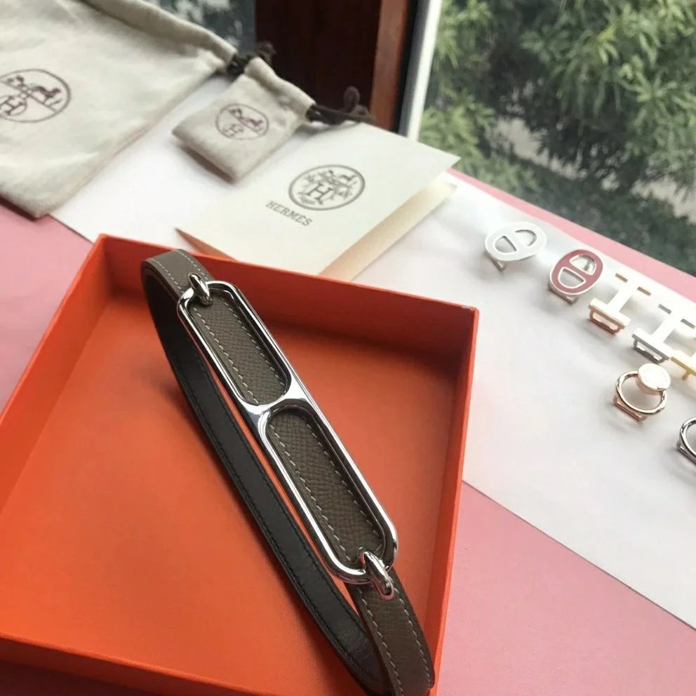 Hermes Belt Top version Women's Leather Belt Fashion All-Matching Women's Thin Belt Internet Celebrity Same Style Dress Belt