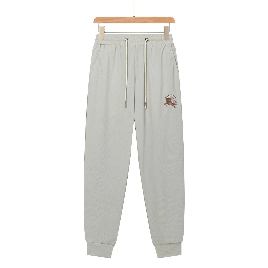 Burberry Sweatpants Front and Back Knight Embroidery logo Cuffed Sweatpants25ss Spring Summer New Sports Pants Autumn Pure Cotton Unisex Long Pants Drawstring Loose Plus Size Casual Pants