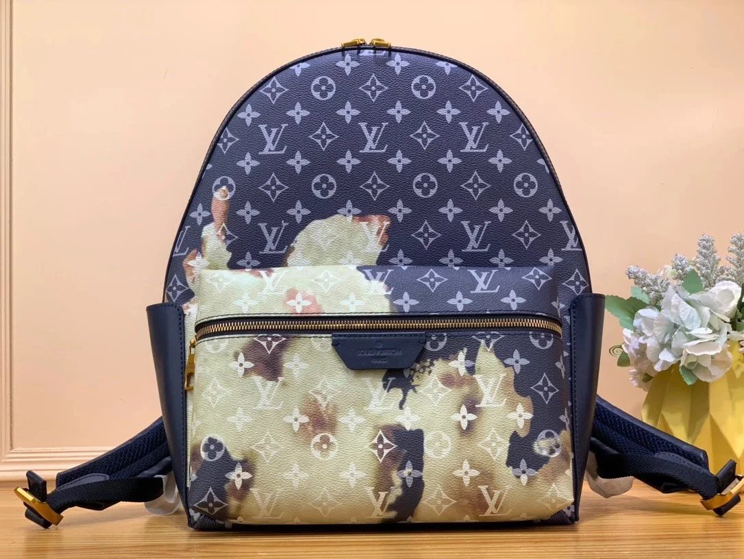 Louis Vuitton LV Backpack Top version M2390523New Blue Color Flame Disc0very Backpack Men's Business Trip Business Travel Backpack Shoulder Messenger Handbag