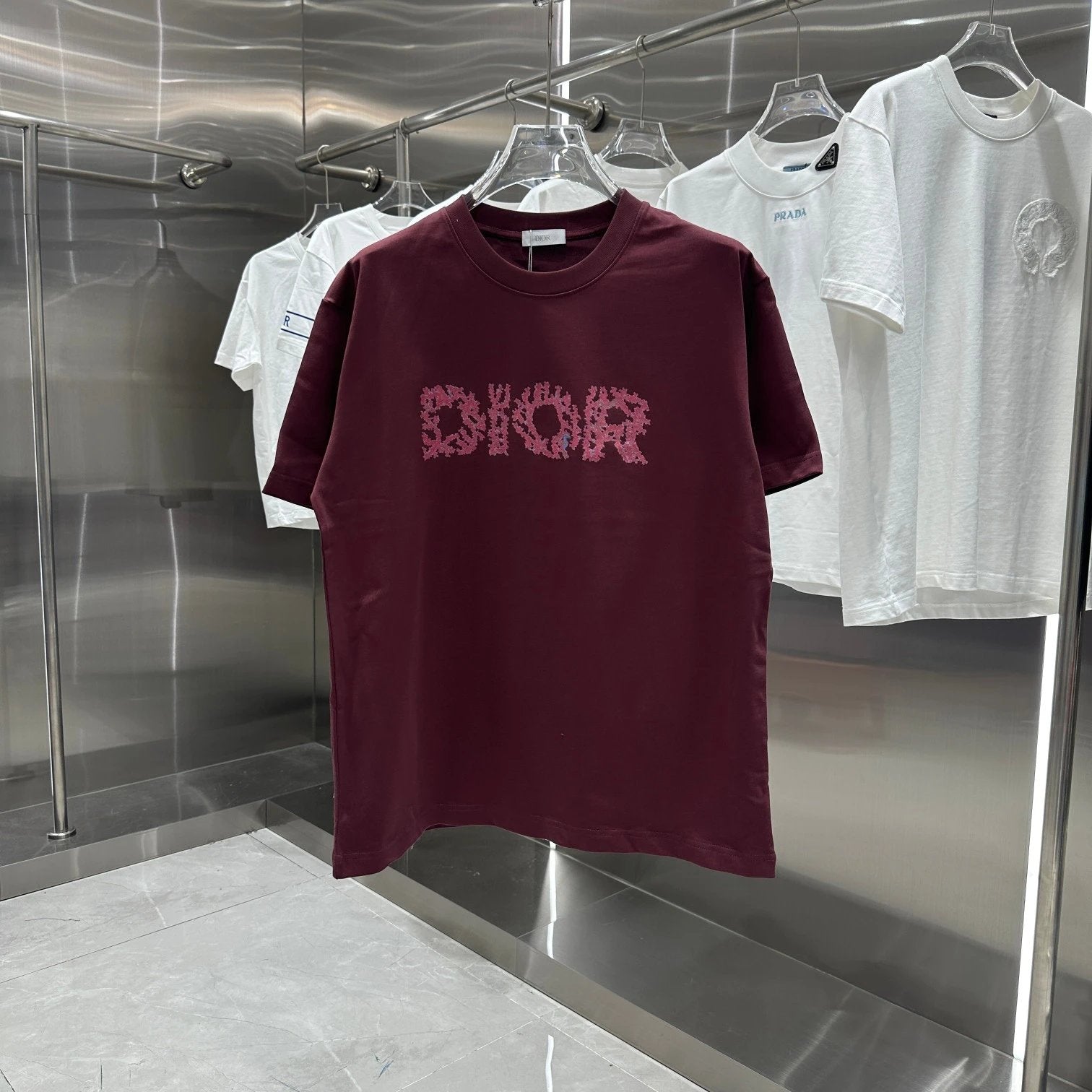 Dior T-shirt Unique Chest Print logo round Neck Short Sleeve25ss New Pure Cotton Unisex Style T T-shirt OS Loose Fit Base Shirt Short Sleeve T-Shirt Top