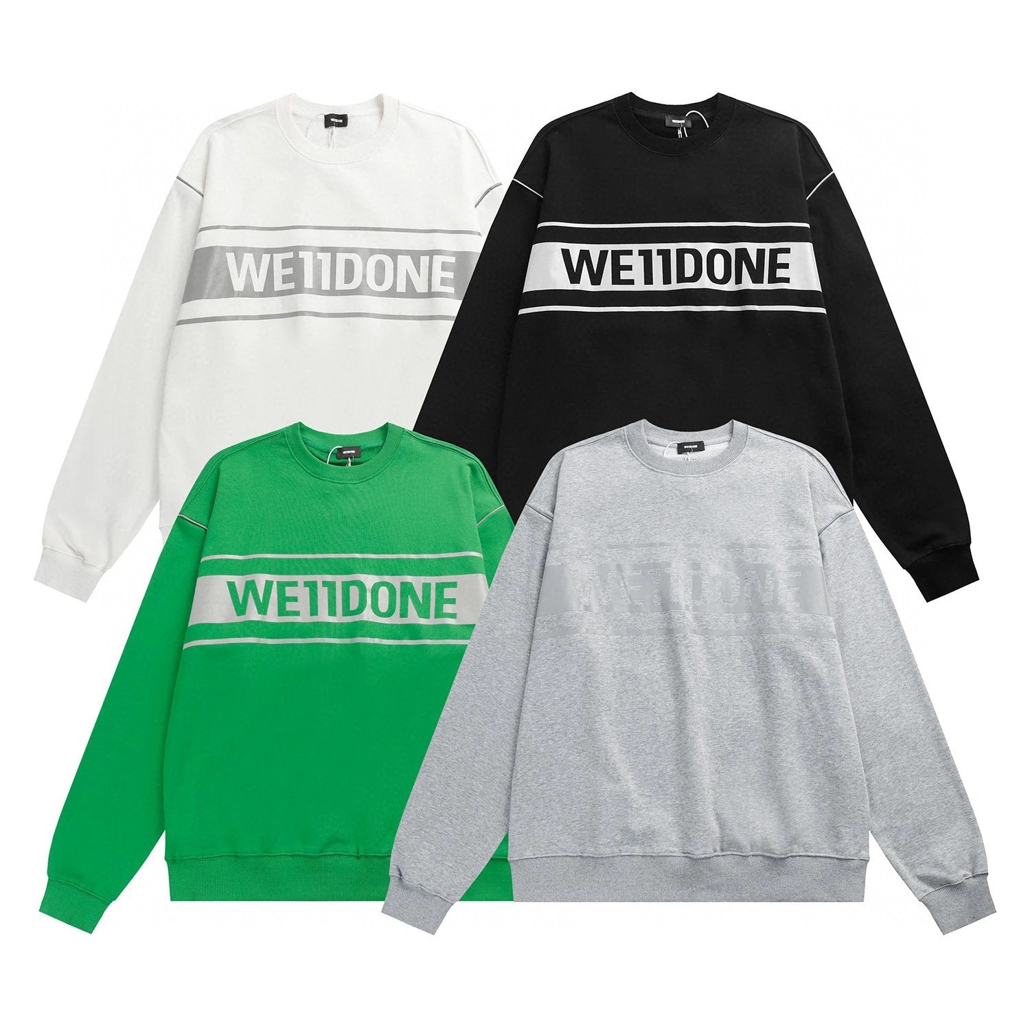 We11done Hoodie Top Version Special-Interest Fashion Brand American Korean Style Autumn and Winter Loose Men's Couple round Neck Sweater