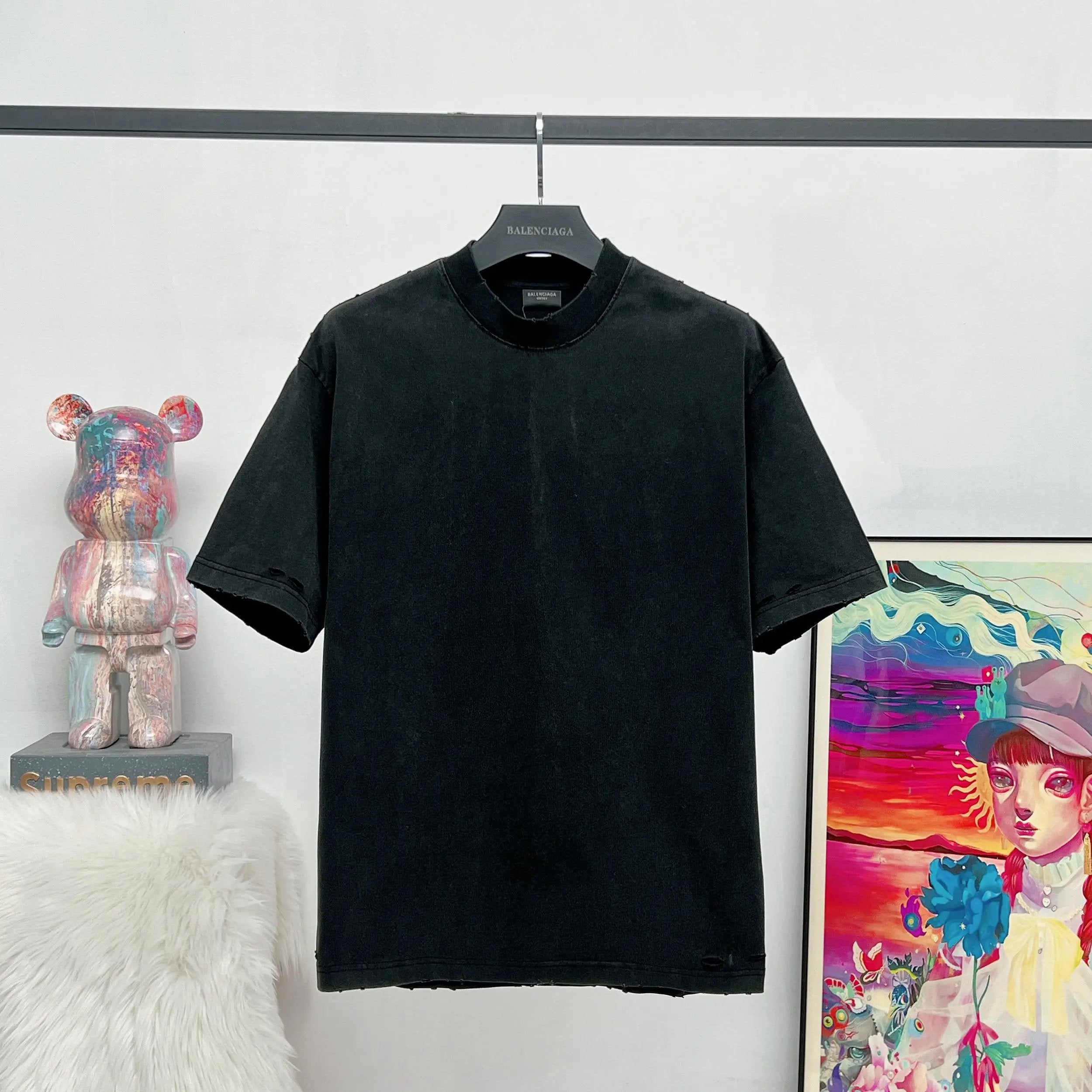 Balenciaga T-shirt 25ss New Pure Cotton Unisex Style T T-shirt OS Loose Fit Base Shirt Top Half Sleeve T-Shirt