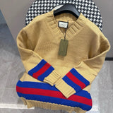 Gucci Sweater Classic V Vintage British Style Knitted Sweater Striped Jacket Unisex