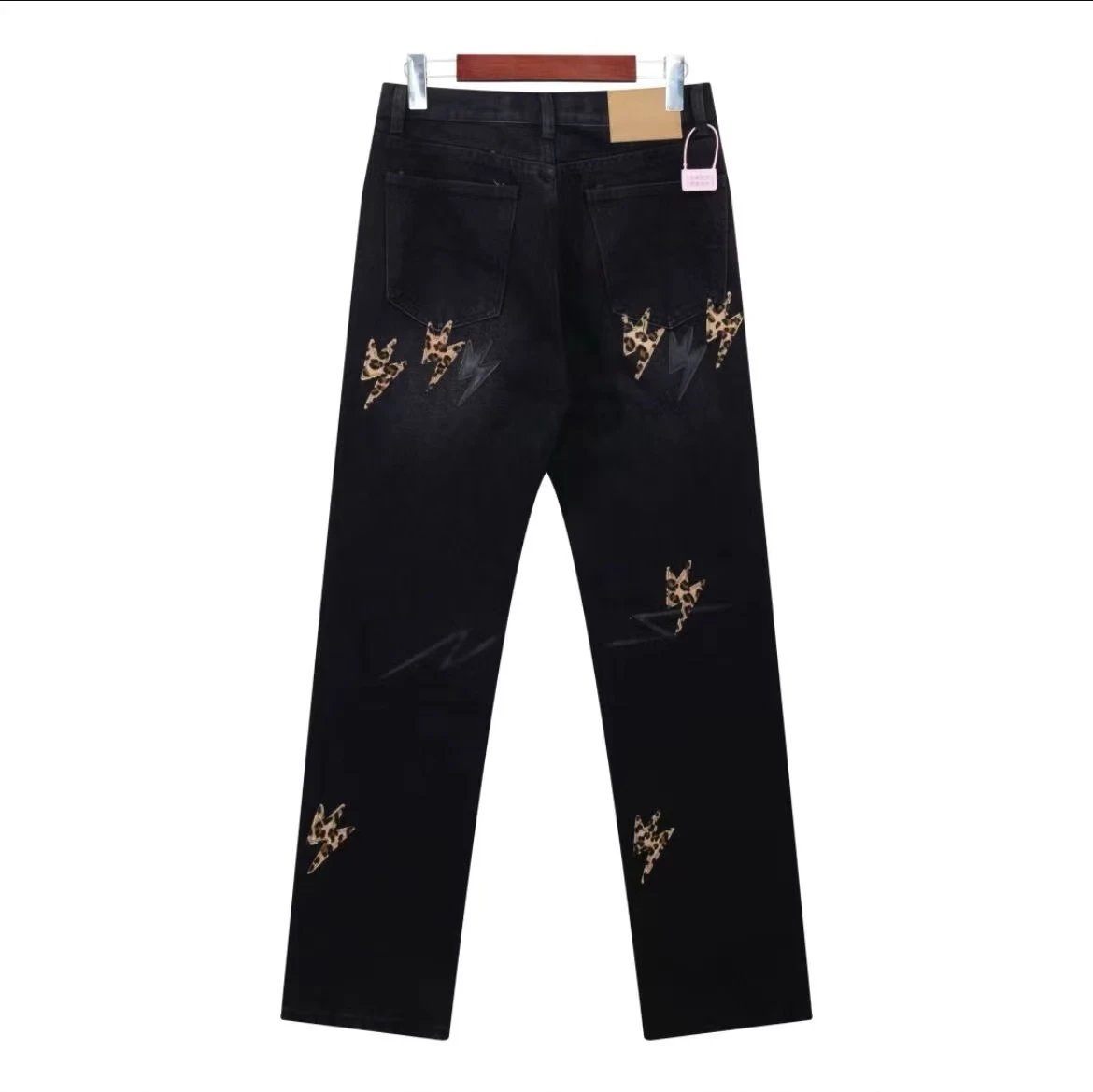 Chrome Hearts Jeans Leopard print lightning25ss Spring Summer New Straight Slim Fit Jeans Unisex Loose Fit Long Pants