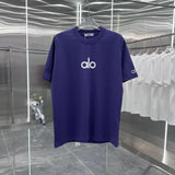Alo Yoga T-shirt Chest Small Letter Print logo round Neck Short Sleeve25ss New pure cotton T Unisex T-Shirt OS Loose Fit Base Shirt Top Half Sleeve T-Shirt