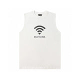 Balenciaga T-shirt Chest Wi-Fi Printing logo Sleeveless Short Sleeve Sleeveless Vest25ss New pure cotton T T-shirt OS Loose Style Men's and Women's Same Bottoming Shirt Top Half-Sleeve T-shirt
