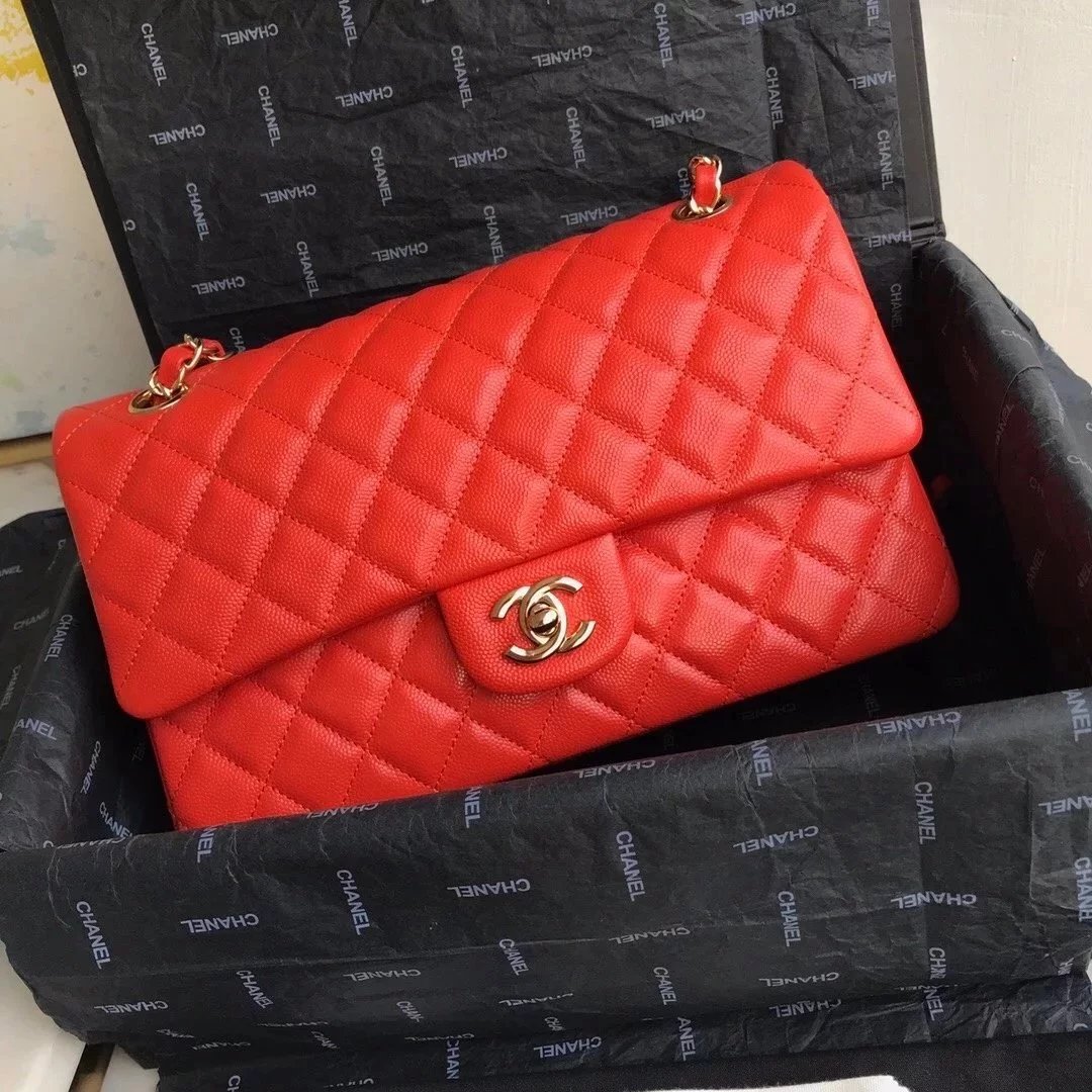 Chanel Women's Bag Top version 【Level Surrogate Shopping】New Classic CF Bag ClassicFlap2.55CF Medium25cm Original Leather Ball Pattern Caviar Diamond Chain Sheepskin Bag Shoulder Messenger Bag Women's Bag1112CF25cm Medium