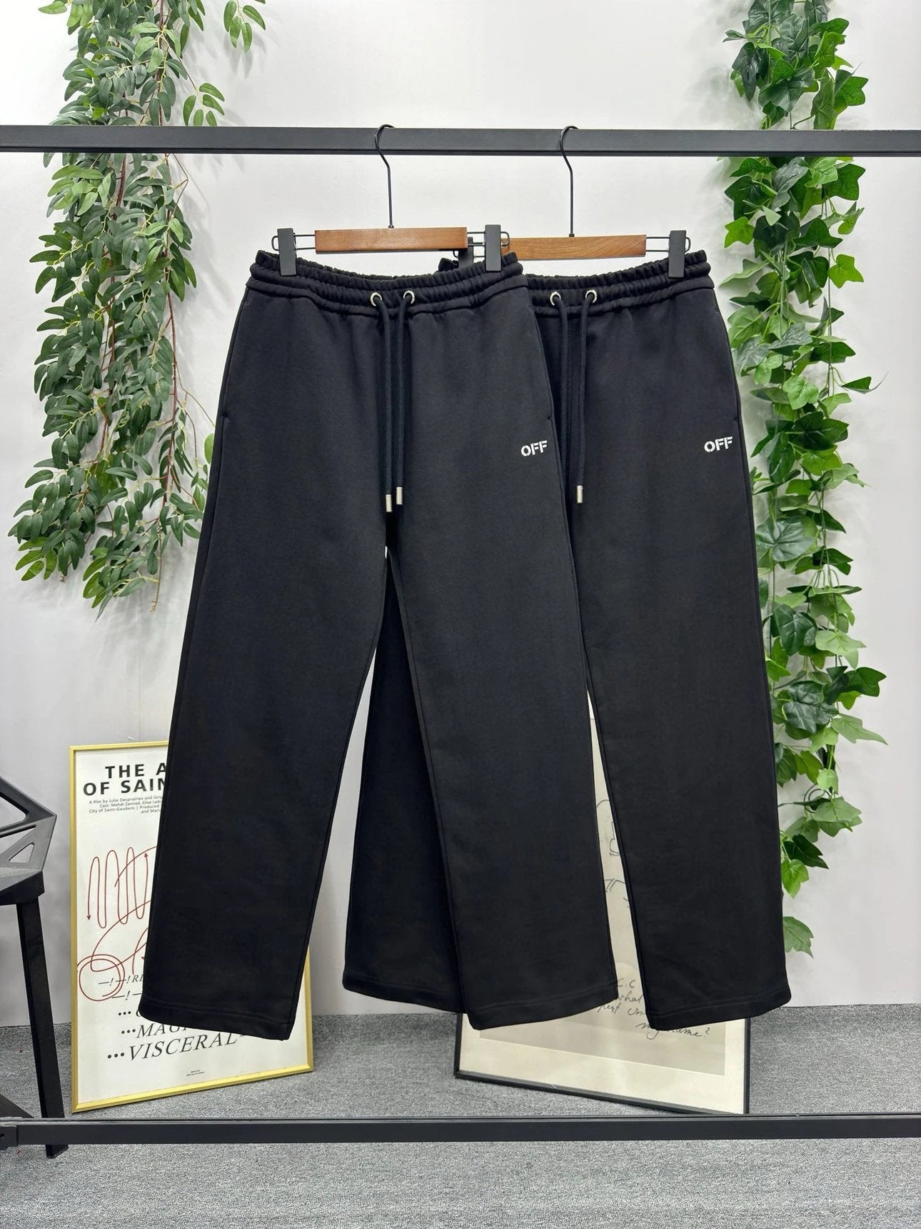 OFF-White Sweatpants Top Version Counter Same Style Pure Cotton Spring and Autumn Pants Men's Casual Sweatpants Loose Track Pants Fashionable Trousers