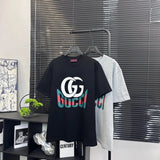 Gucci T-shirt Double large G Letter Printing logo round Neck Short Sleeve25ss New pure cotton T Unisex T-Shirt OS Loose Fit Base Shirt Top Half Sleeve T-Shirt