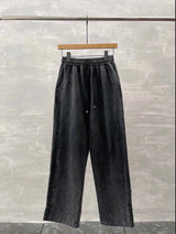 Chrome Hearts Sweatpants Washed Ash Gray Patchwork Slit Straight Pants Unisex Spring Summer New Long Pants