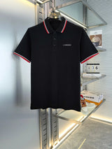 PRADA T-shirt Chest Letter Patch logoPOLO Shirt Lapel Short Sleeve25ss New Unisex Summer Short Sleeve OS Loose T Business Half Sleeve Shirt Plus Size T-Shirt