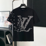 Louis Vuitton LV T-shirt Chest with Airplane Letter Print logo round Neck Short Sleeve25ss New pure cotton T Unisex T-Shirt OS Drop Shoulder Loose Fit Base Shirt Top T-Shirt Short Sleeve