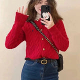 Ralph Lauren Sweater Cardigan Women's Long-Sleeved Knitted round Neck Twisted Sweater Autumn and Winter Casual polo Coat