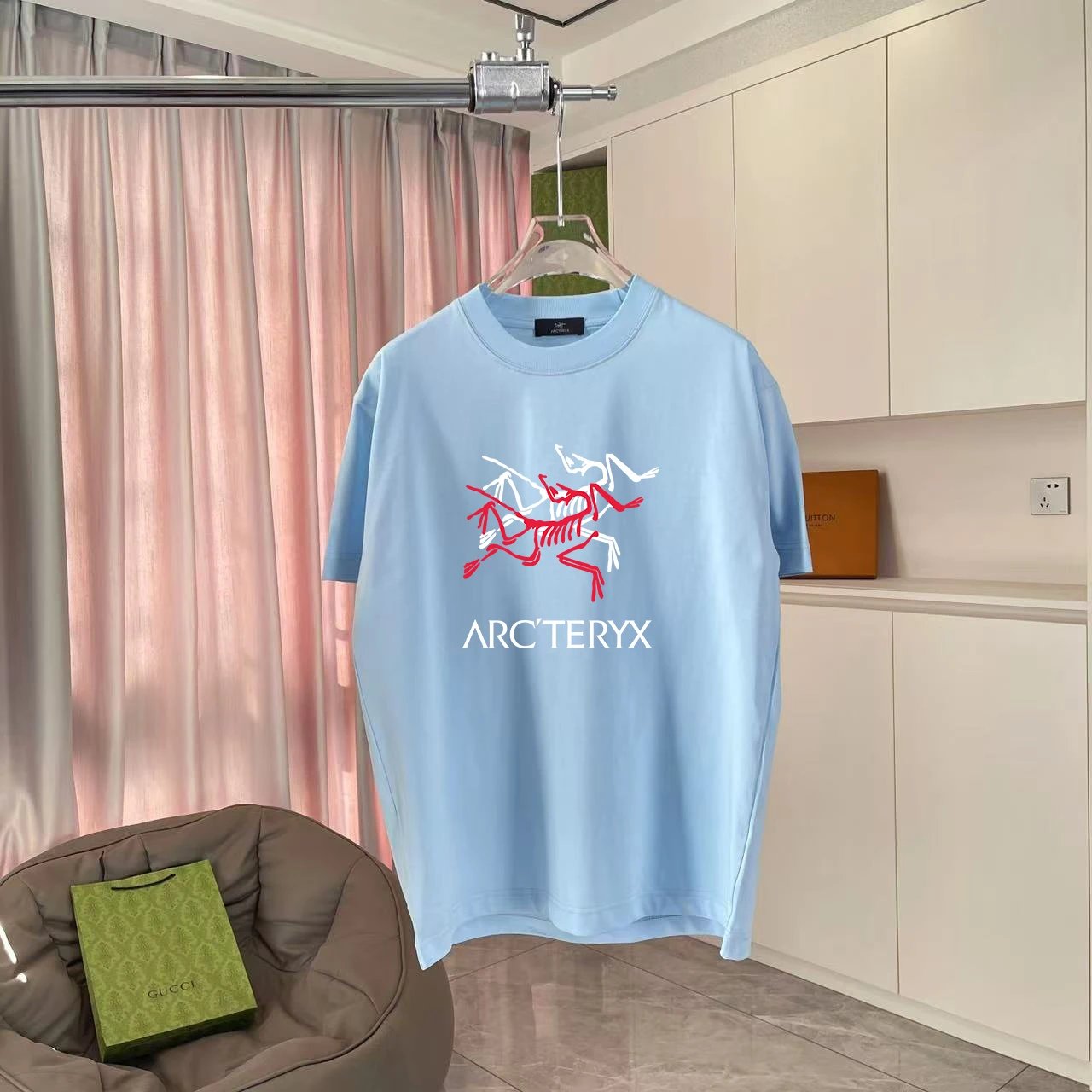 Arc'teryx T-shirt Chest Dual Color Overlapping Skeleton Print logo round Neck Short Sleeve25ss New pure cotton T Unisex T-Shirt OS Loose Fit Base Shirt Top Half Sleeve T-Shirt