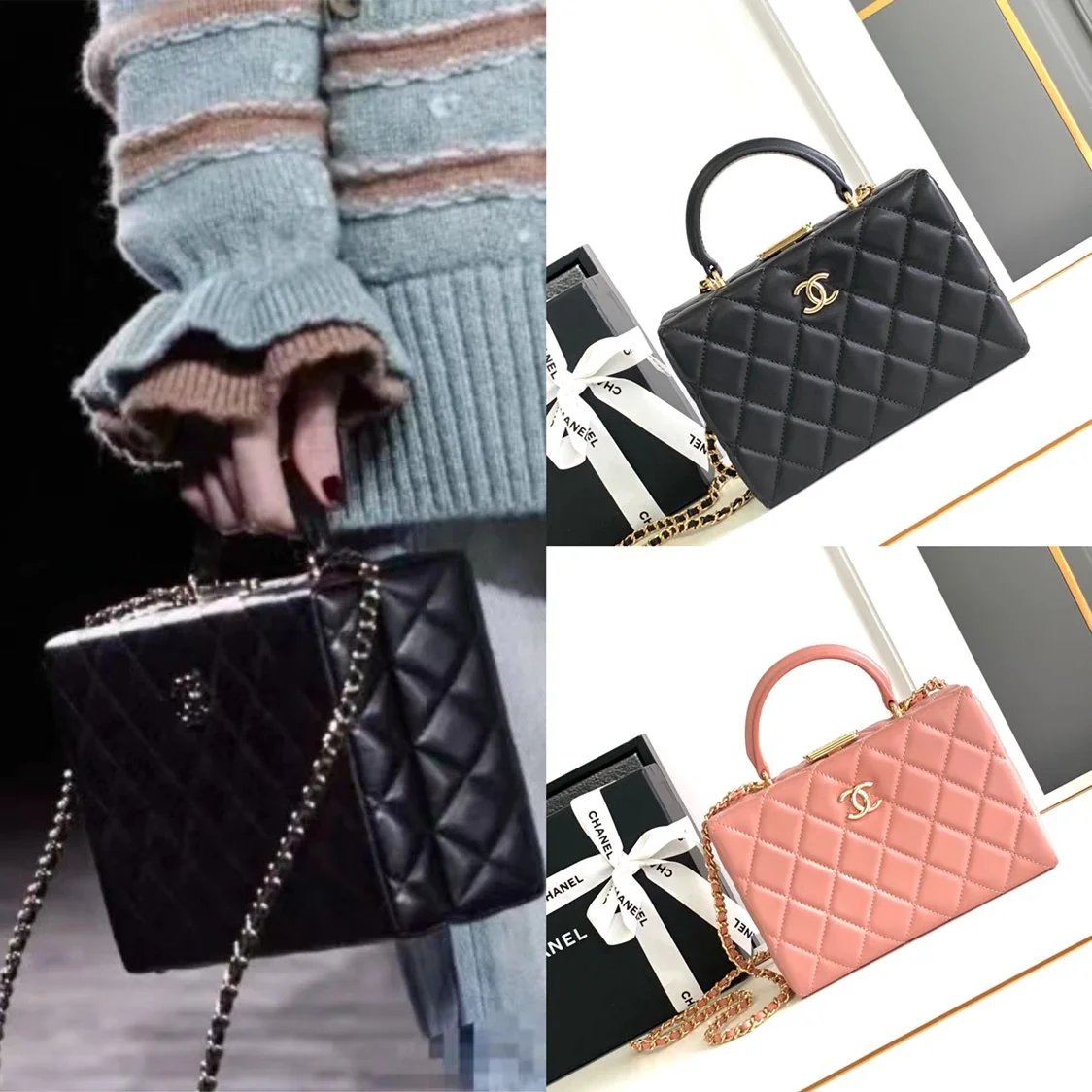 Chanel Women's Bag Top version 【Super Ceiling】/25A Early Spring Show New Cosmetic Bag Portable Box Bag New Makeup Case Bag Women's Briefcase Handbag Crossbody Bag New Women's Bag