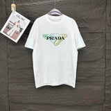 PRADA T-shirt Chest Brand Print logo round Neck Short Sleeve25ss New Pure Cotton Unisex Style T T-shirt OS Loose Fit Base Shirt Top Half Sleeve T-Shirt
