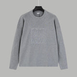 LOEWE Sweater Embossed Crew Neck Sweater Casual Loose Fit Versatile Textured logo Thickened Warm Knit Pullover Sweater for Men and Women24ss Autumn and Winter New Products