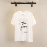 Maison Margiela T-shirt Chest Digital Paint-Splashing Style Graffiti Printing logo round Neck Short Sleeve25ss New Pure Cotton Unisex Style T Casual T-Shirt Base Layer Shirt OS Loose Fit Half Sleeve Top Plus Size