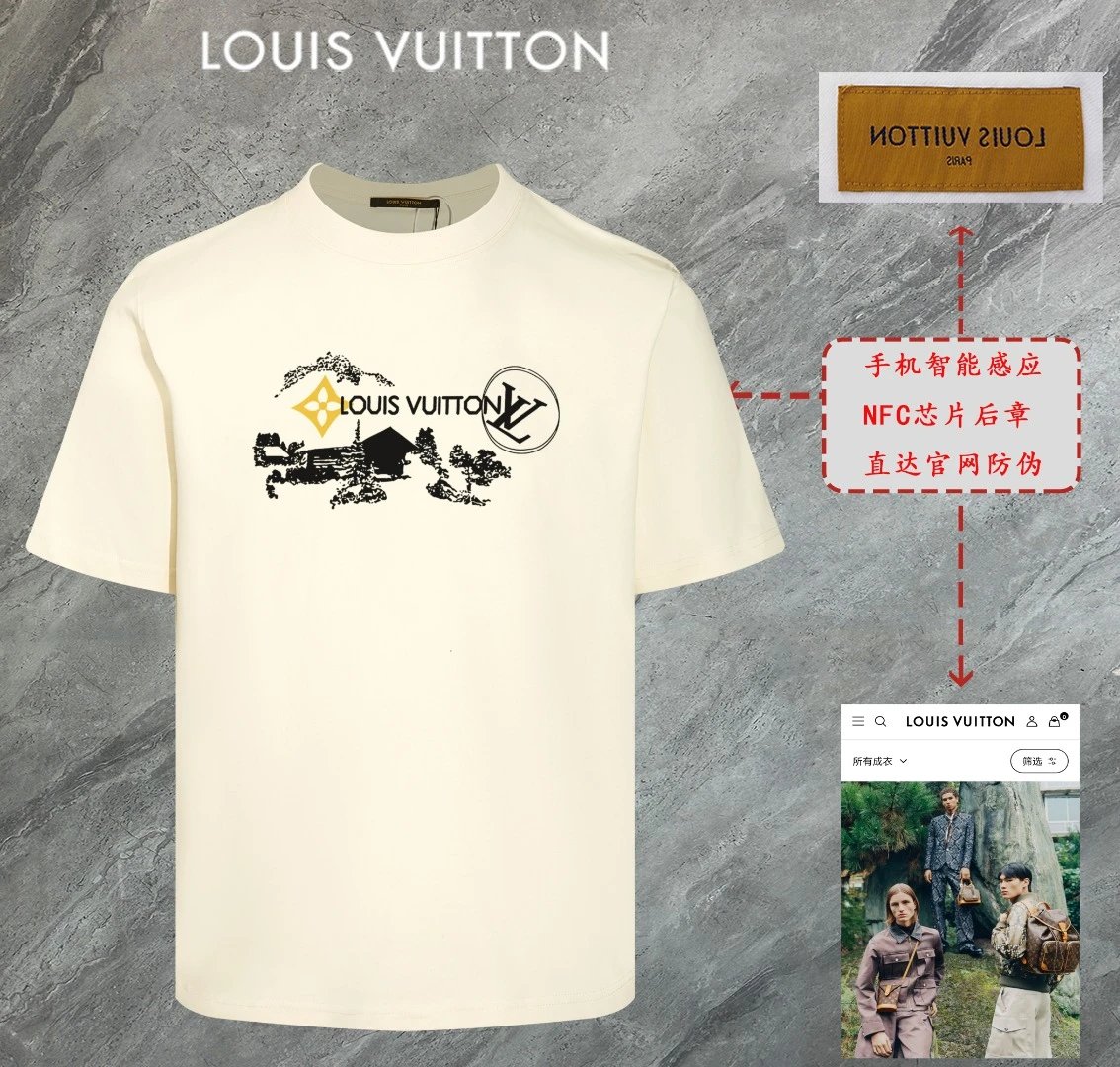 Louis Vuitton LV T-shirt Chest Brand Print logo round Neck Short Sleeve25ss New pure cotton T Unisex T-Shirt OS Drop Shoulder Loose Fit Base Shirt Top T-Shirt Short Sleeve