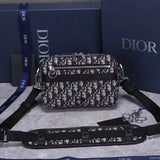 Dior Men's Bag Top version 2023New Camera Bag Messenger Bag safariobique Presbyopic Canvas Message Bag Box Bag One Shoulder Crossbody Men's and Women's Bags