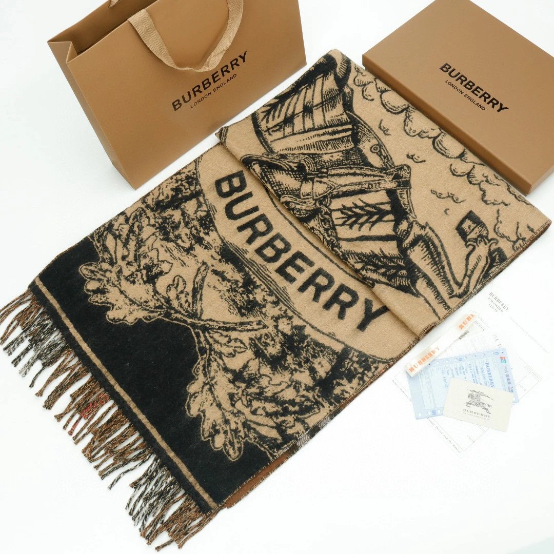 Burberry Scarf Large Plaid Map Double-Sided Tassel Long Scarf Men and Women Same Style