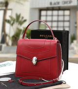 BVLGARI Bag Top version SerpentiForever Classic Red Daisy Yellow Cowhide Bag Decorated with a Snake's Head File Holder Chain Bag Portable Shoulder Messenger Bag Women's Bag