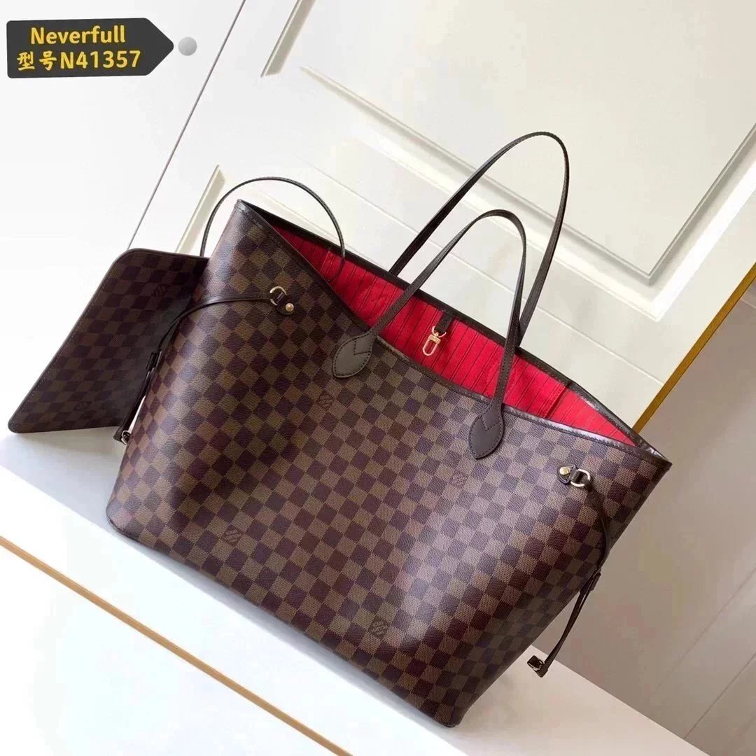 Louis Vuitton LV Women's Bag Top version Original Leather Large Presbyopic Chessboard Shopping Bag Shoulder Portable Mother and Child Bag Women's Bag M40990M40991M41180N41357N41604N41360neverfull Large Tote Bag