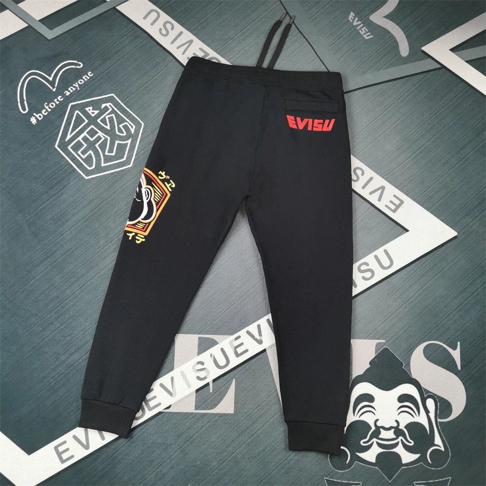 Evisu Sweatpants Top Version2024Autumn and Winter New Sweatpants Colorful Diamond Damo Men and Women Loose Casual Couple Long Pants Fashion