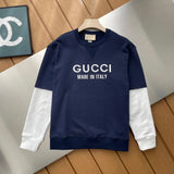 Gucci Hoodie Patchwork Crew Neck Sweatshirt Long Sleeve Pullover Thickened Lazy Style OS Loose Fit Unisex Knit Top Jacket Versatile Casual Wearable Inside and Outside