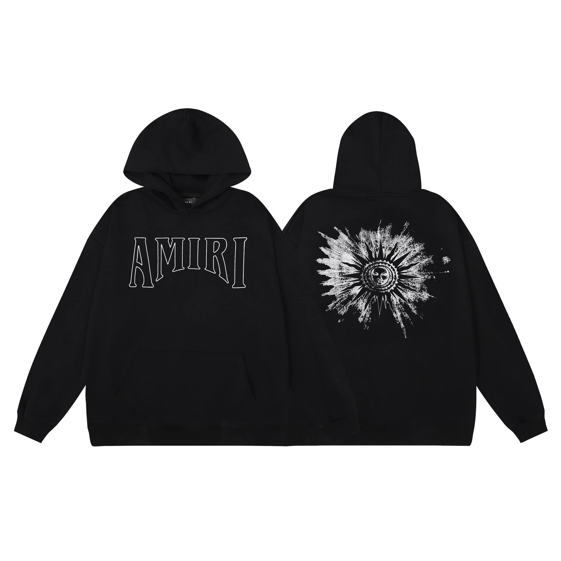 Amiri Hoodie 2024Autumn and Winter New Sun Letter Print Pattern Hooded Sweater Men and Women Same Style