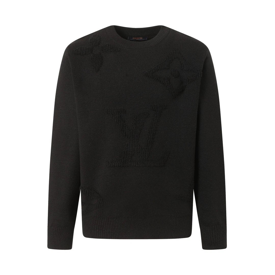 Louis Vuitton LV Sweater Large chest logo Jacquard Crew Neck Sweater Long Sleeve Thickened Lazy Style OS Loose Fit Unisex Knit Top Jacket Versatile Casual Wearable Inside and Outside