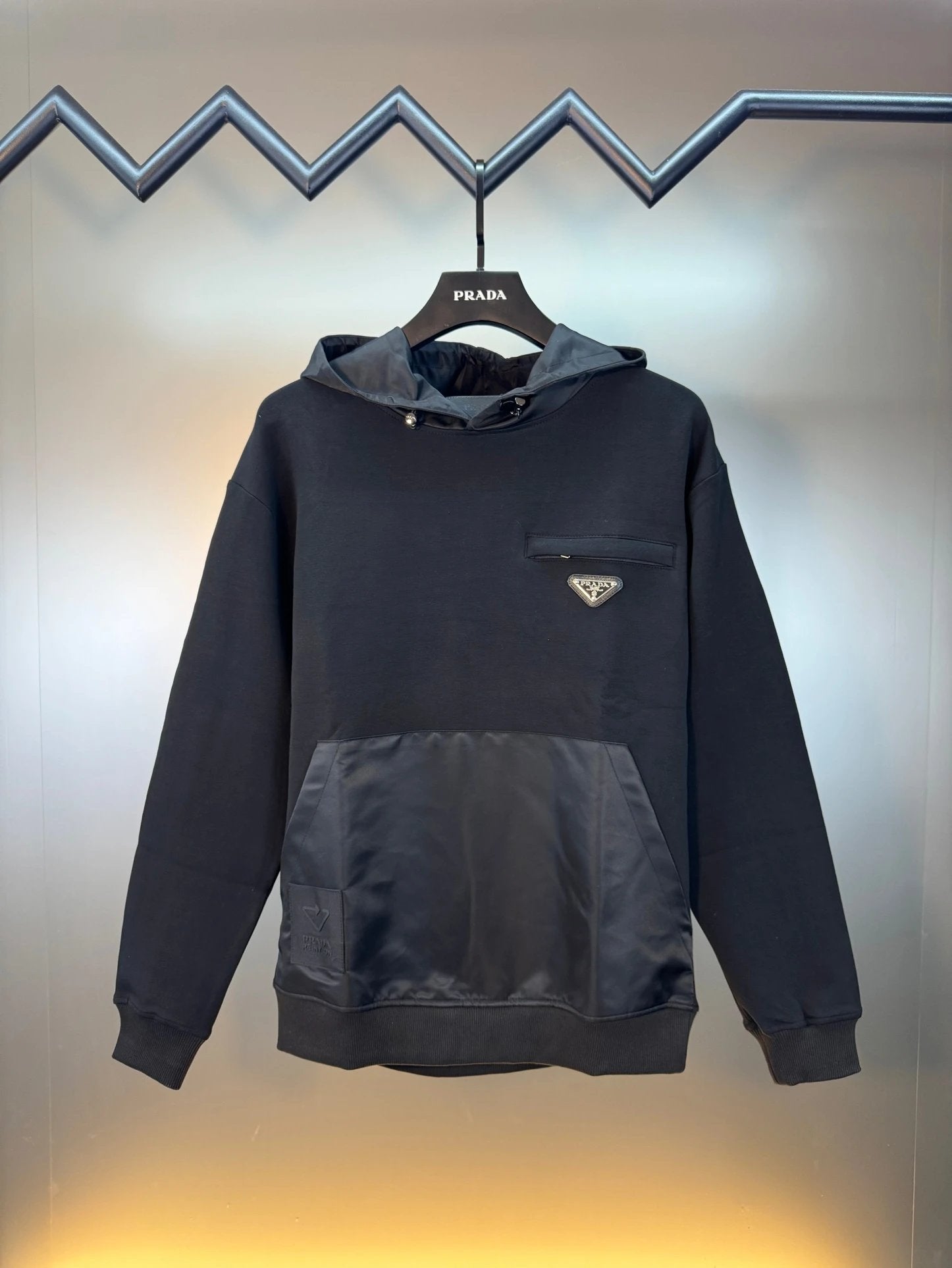 PRADA Hoodie Classic High Weight Air Cotton Hooded Sweatshirt Jacket Unisex Sports Casual Loose Fit Versatile