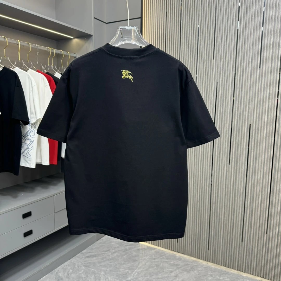 Burberry T-shirt Front Chain Embroidery logo round Neck Short Sleeve25ss New Pure Cotton Unisex Style T T-shirt OS Loose Fit Base Shirt Top Half Sleeve T-Shirt