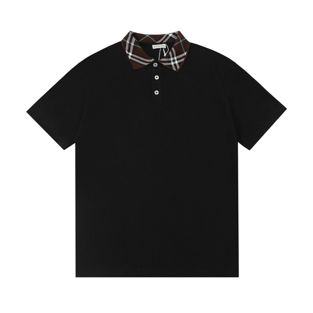 Burberry T-shirt Color Matching logo Neckline POLO Shirt Lapel Short Sleeve25ss New Unisex Summer Loose Short Sleeve T Business Commuter Short Sleeve Shirt Plus Size T-Shirt