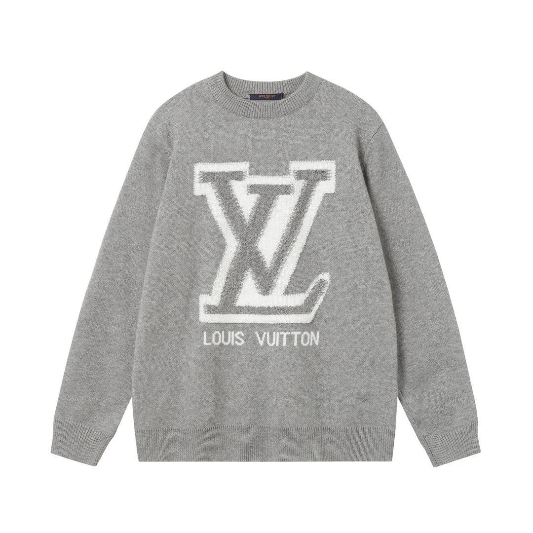 Louis Vuitton LV Sweater logo Jacquard Knit Crew Neck Sweater Long Sleeve Pullover Thickened Lazy Style OS Loose Fit Unisex Top Jacket Versatile Casual Wearable Inside and Outside