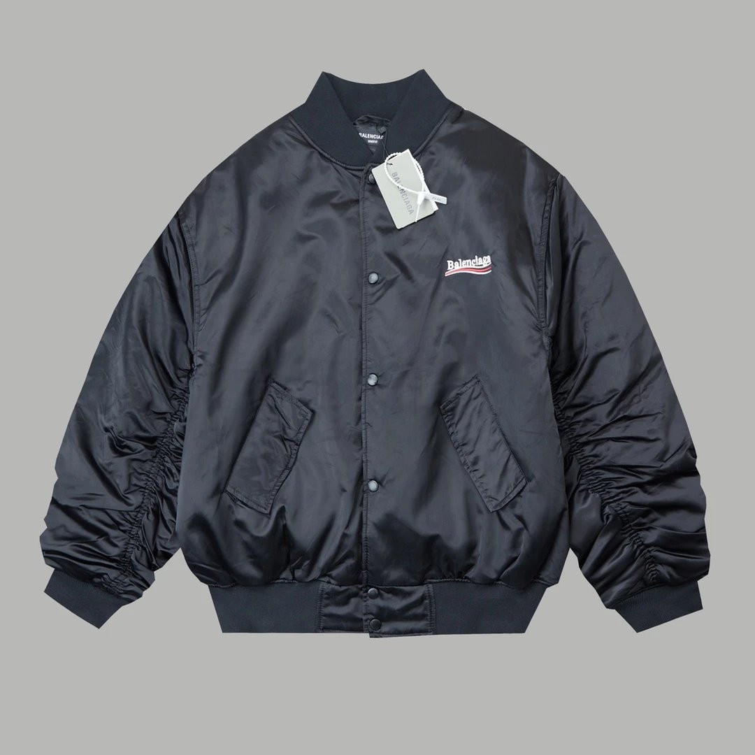 Balenciaga Down Jacket Coke Embroidered Baseball Flight Cotton Jacket Casual Loose Stand Collar Cotton Coat Cardigan Outerwear os Unisex Sports Tracksuit24ss Autumn and Winter New Products