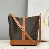 Celine women's bag Top version Home TriompheCanvas Arc De Triomphe Series Bucket Bag Vintage Presbyopic Bucket Bag canvas Bucket Bag Shoulder Crossbody Women's Bag Adjustable Shoulder Strap191442192132New Size Mini Version Retro Patterns100433