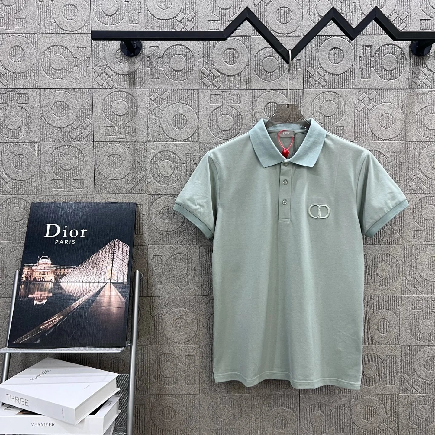 Dior T-shirt Letter Embroidery logoPOLO Shirt Lapel Short Sleeve25ss New Unisex Summer Short Sleeve OS Loose T Business Half Sleeve Shirt Plus Size T-Shirt