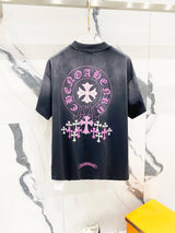 Chrome Hearts T-shirt Gold Stamped Sanskrit Script Print logo round Neck Short Sleeve25ss New Pure Cotton Unisex Style T T-shirt OS Loose Fit Base Shirt Half Sleeve T-Shirt Top Half Sleeve