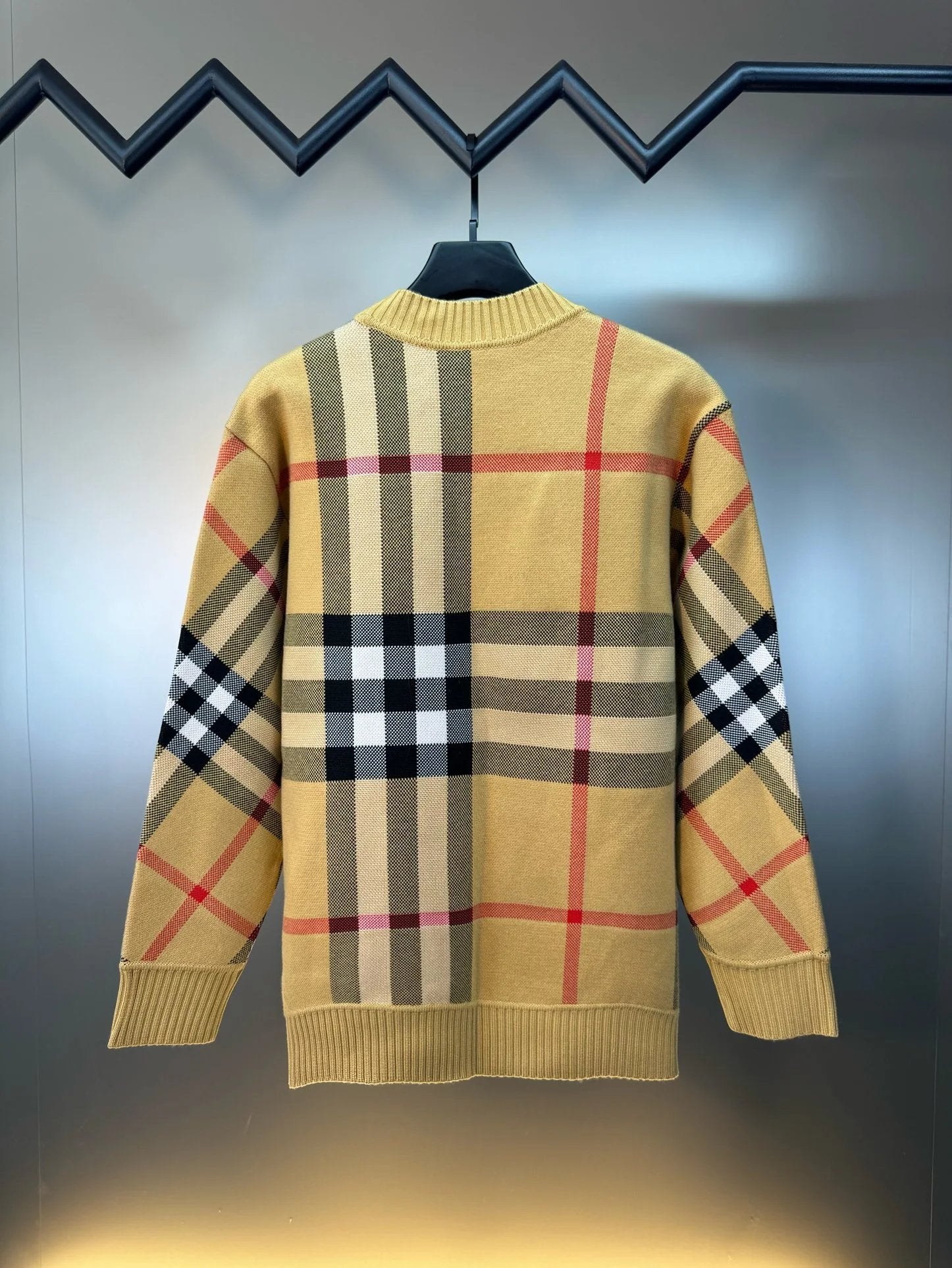 Burberry Sweater SS24Autumn Winter New Large Plaid Knitted Wool Round Neck Sweater Thickened Lazy Style Unisex Loose Knitted Top