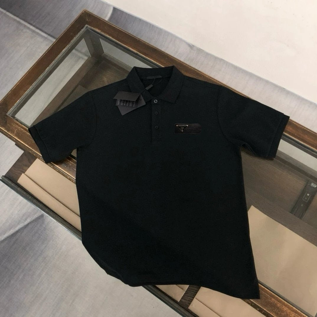 PRADA T-shirt Chest Triangle Mark logo Veneer POLO Shirt Lapel Short Sleeve25ss New Unisex Commuter Short Sleeve Summer Loose Fit T Business Shirt Plus Size T-Shirt